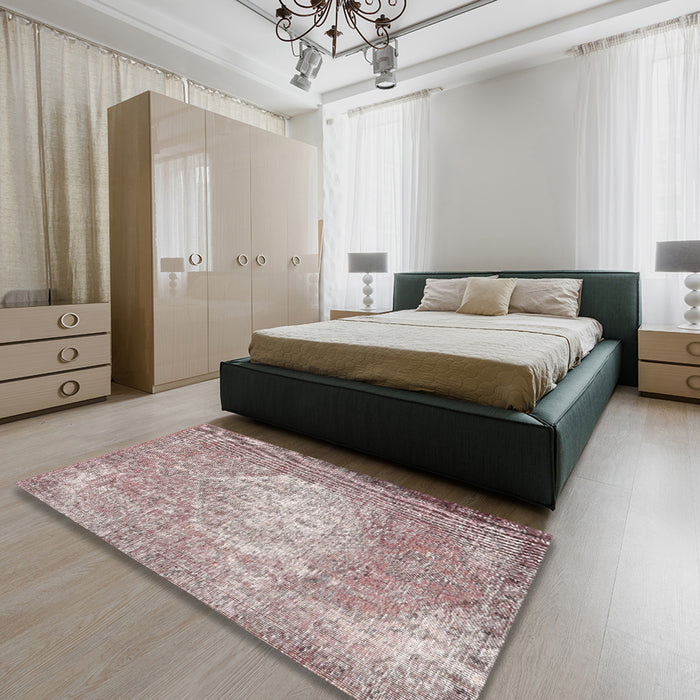 Traditional Rose Pink Persian Rug in a Bedroom, tr3828