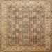 Round Machine Washable Traditional Sienna Brown Rug, wshtr382