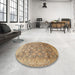 Round Machine Washable Traditional Sienna Brown Rug in a Office, wshtr382