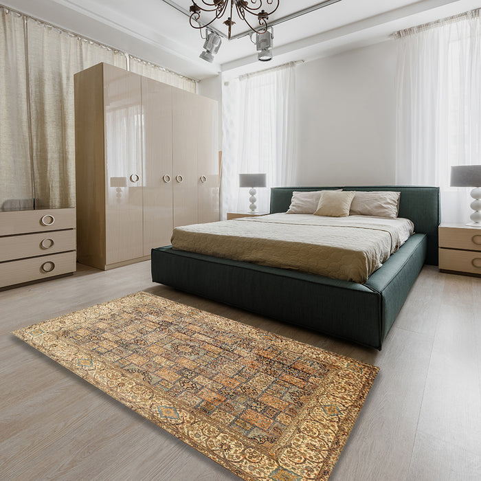 Machine Washable Traditional Sienna Brown Rug in a Bedroom, wshtr382