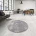 Round Traditional Silver Gray Persian Rug in a Office, tr3830