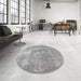 Round Machine Washable Traditional Silver Gray Rug in a Office, wshtr3830
