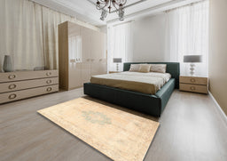 Traditional Khaki Gold Persian Rug in a Bedroom, tr3832