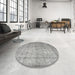 Round Traditional Granite Gray Persian Rug in a Office, tr3833