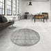 Round Machine Washable Traditional Granite Gray Rug in a Office, wshtr3833