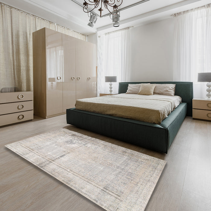 Traditional Sage Green Persian Rug in a Bedroom, tr3835