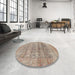 Round Machine Washable Traditional Light French Beige Brown Rug in a Office, wshtr3839