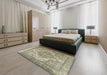 Machine Washable Traditional Dark Moccasin Green Rug in a Bedroom, wshtr3840