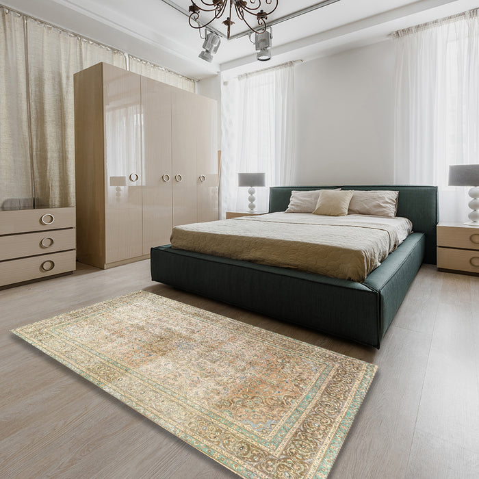 Traditional Brown Persian Rug in a Bedroom, tr3841