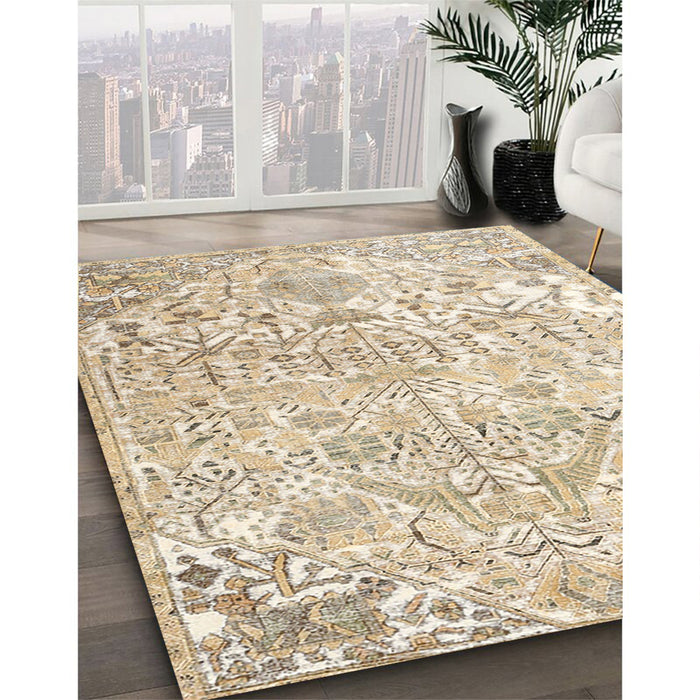 Machine Washable Traditional Deep Peach Orange Rug in a Family Room, wshtr3842