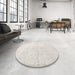 Round Machine Washable Traditional Pale Silver Gray Rug in a Office, wshtr3844