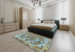 Machine Washable Traditional Blue Green Rug in a Bedroom, wshtr3845