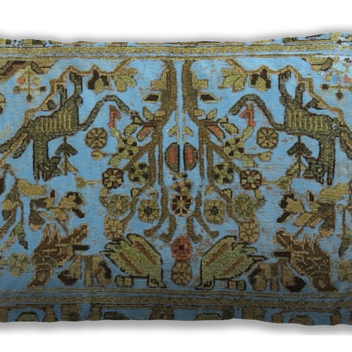 Traditional Classic Rectangular Blue Green Lumbar Throw Pillow, 13 inch by 19 inch, lbtr3845