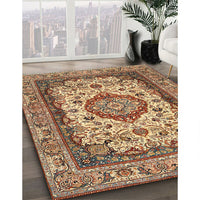 Traditional Dark Sienna Brown Medallion Rug, tr384