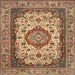 Square Traditional Dark Sienna Brown Medallion Rug, tr384