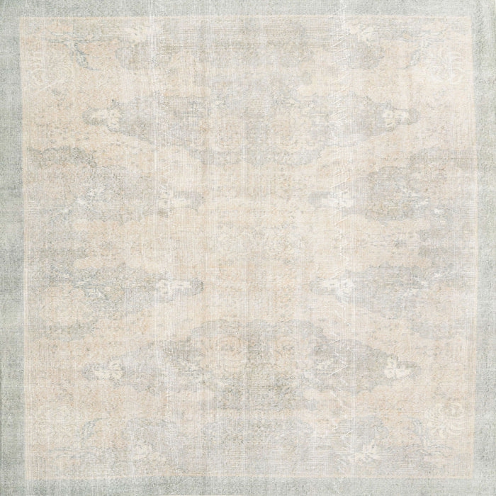 Square Traditional Pale Silver Gray Persian Rug, tr3852