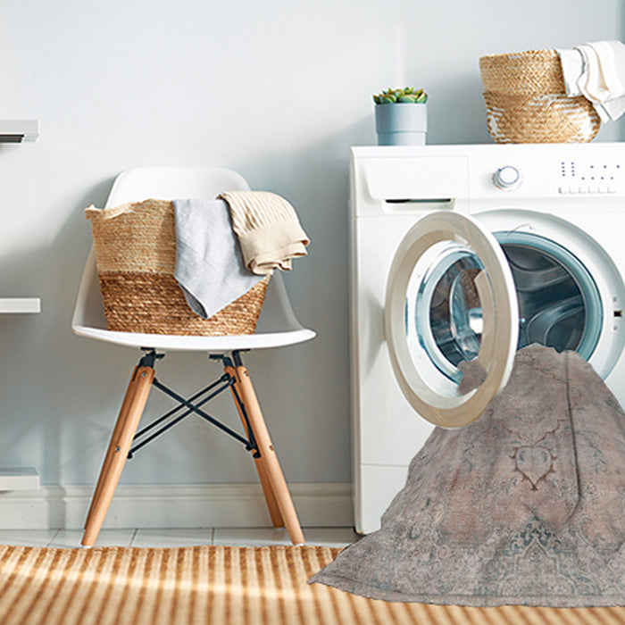 Machine Washable Traditional Rosy Pink Rug in a Washing Machine, wshtr3858