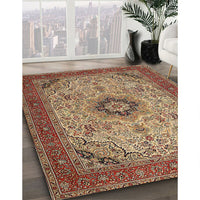 Traditional Saffron Red Medallion Rug, tr385