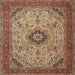 Square Traditional Saffron Red Medallion Rug, tr385