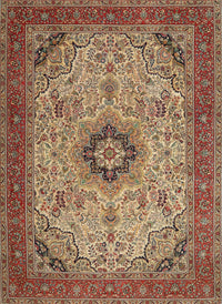 Machine Washable Traditional Saffron Red Rug, wshtr385