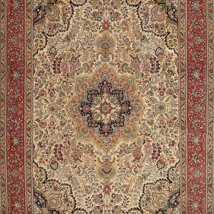 Traditional Saffron Red Medallion Rug, tr385