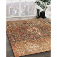 Traditional Saddle Brown Medallion Rug, tr3861