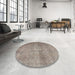 Round Machine Washable Traditional Army Brown Rug in a Office, wshtr3865