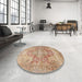 Round Traditional Rust Pink Persian Rug in a Office, tr3866