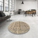 Round Traditional Dark Almond Brown Persian Rug in a Office, tr3867