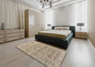 Machine Washable Traditional Dark Almond Brown Rug in a Bedroom, wshtr3867