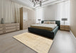 Machine Washable Traditional Khaki Gold Rug in a Bedroom, wshtr3868