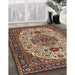 Traditional Brownish Green Medallion Rug in Family Room, tr386