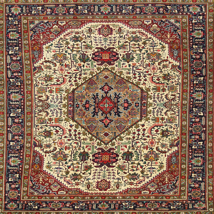 Round Machine Washable Traditional Brown Green Rug, wshtr386