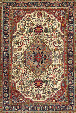Machine Washable Traditional Brown Green Rug, wshtr386