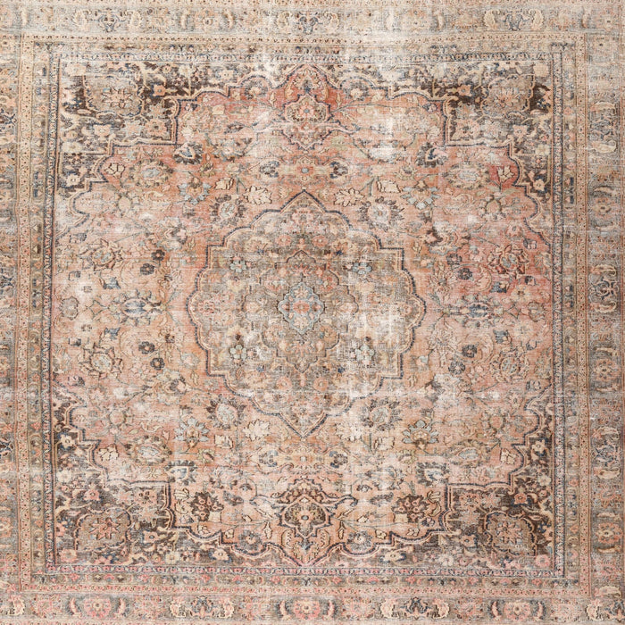 Square Traditional Orange Salmon Pink Persian Rug, tr3871