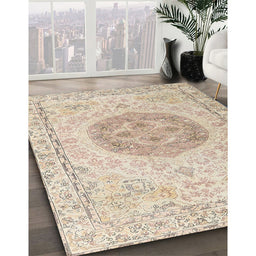 Machine Washable Traditional Deep Peach Orange Rug in a Family Room, wshtr3873