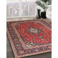 Traditional Saffron Red Medallion Rug, tr3876