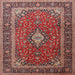 Square Traditional Saffron Red Medallion Rug, tr3876