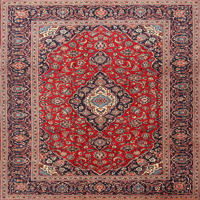 Round Machine Washable Traditional Saffron Red Rug, wshtr3876