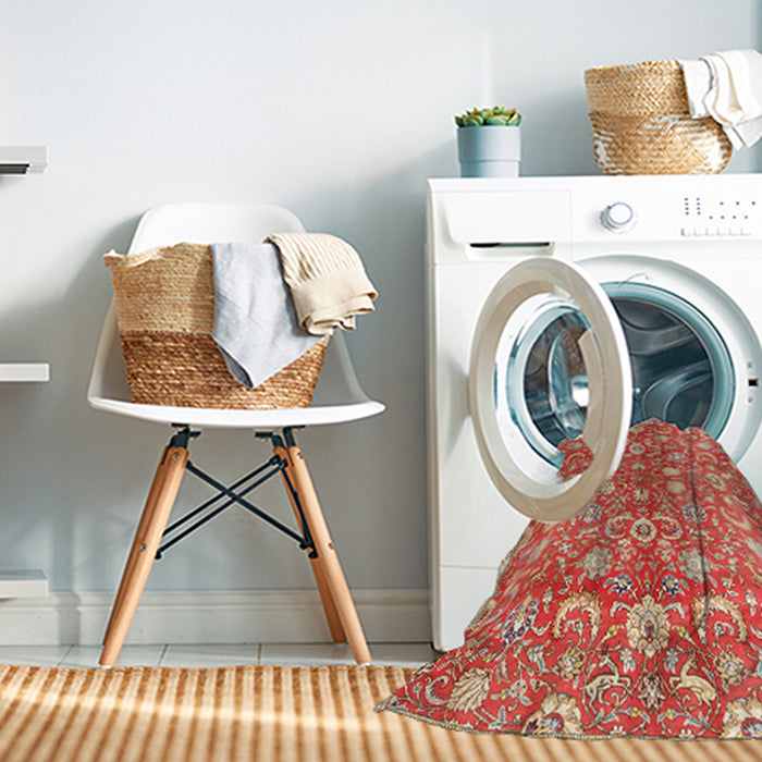Machine Washable Traditional Neon Red Rug in a Washing Machine, wshtr3878