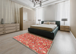 Traditional Neon Red Persian Rug in a Bedroom, tr3878