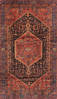 Machine Washable Traditional Saffron Red Rug, wshtr3879