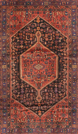 Machine Washable Traditional Saffron Red Rug, wshtr3879
