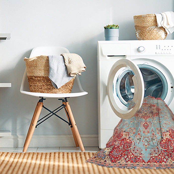 Machine Washable Traditional Cherry Red Rug in a Washing Machine, wshtr3881