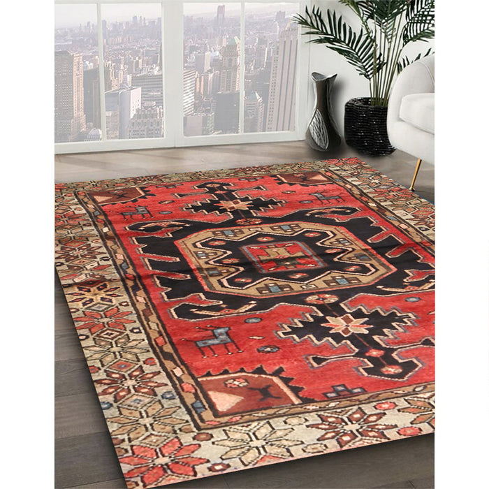 Traditional Orange Brown Persian Rug in Family Room, tr3882