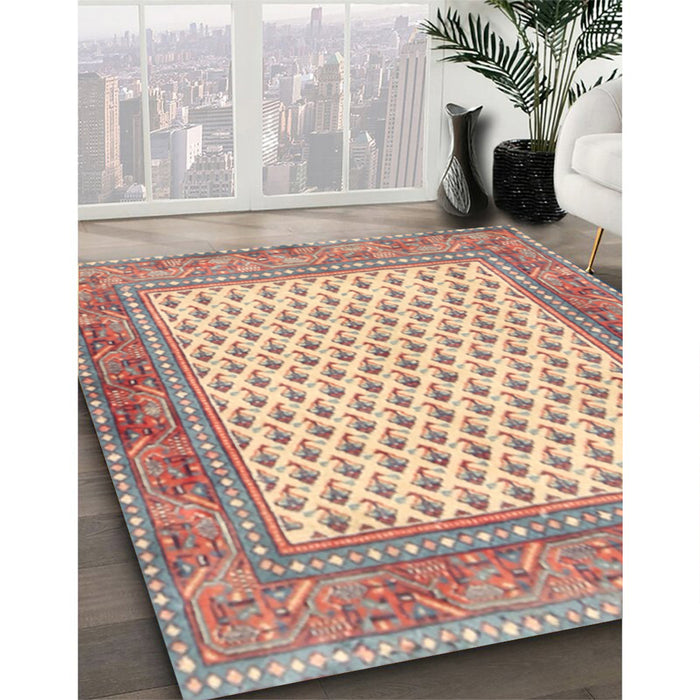 Machine Washable Traditional Copper Red Pink Rug in a Family Room, wshtr3883