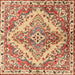 Round Machine Washable Traditional Chestnut Red Rug, wshtr3884