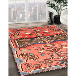 Machine Washable Traditional Sunrise Orange Rug in a Family Room, wshtr3886