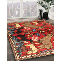 Traditional Bronze Brown Animal Rug, tr3888