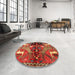 Round Traditional Bronze Brown Animal Rug in a Office, tr3888